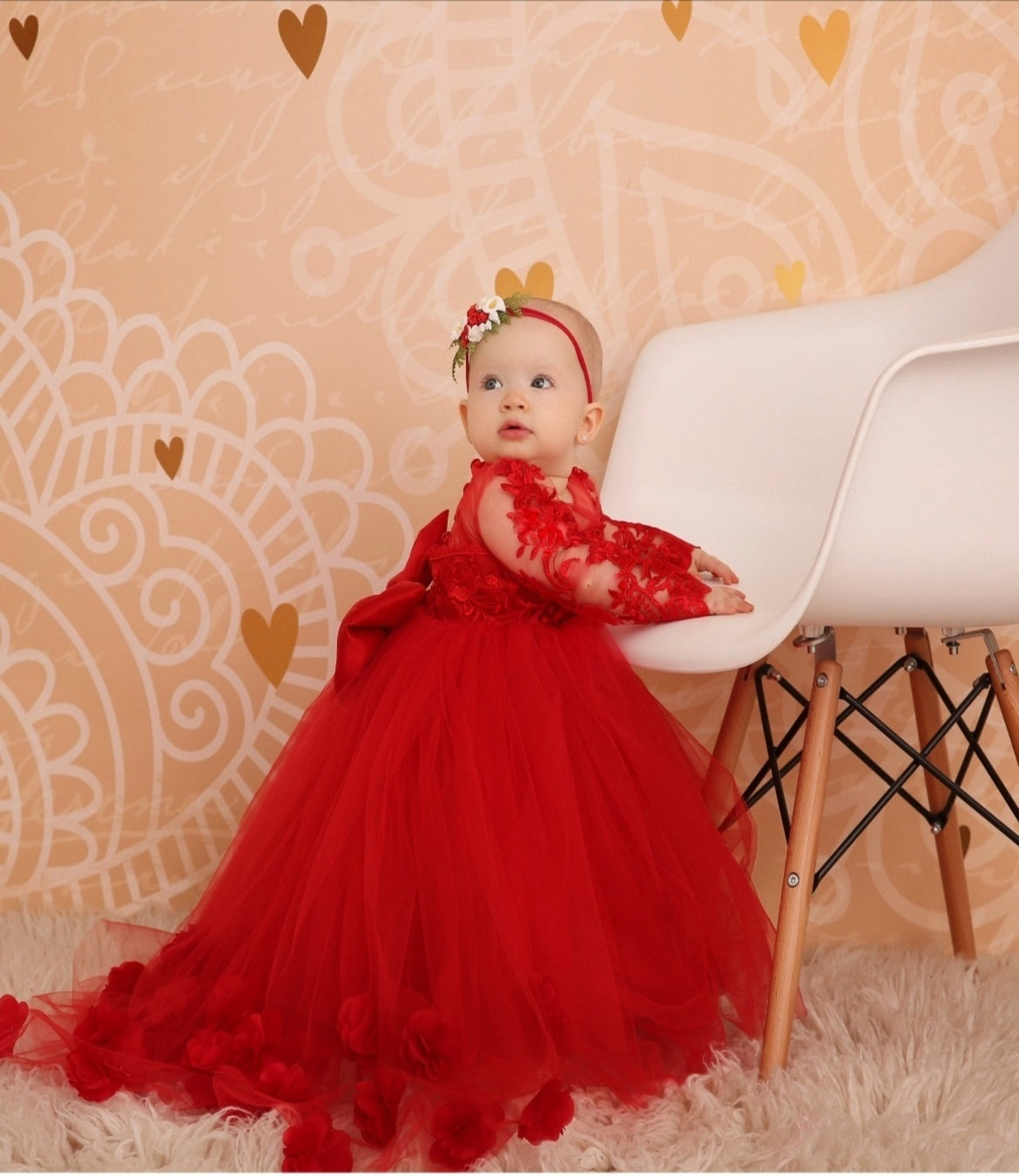 Baby girl with 2025 red dress